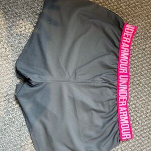 Under Armour Women's Gray Shorts with Pink Waistband